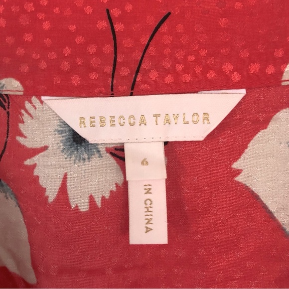 Rebecca Taylor Daniella Long Sleeve Floral V Neck Mini Dress Punch Combo Size 6 - Picture 9 of 11